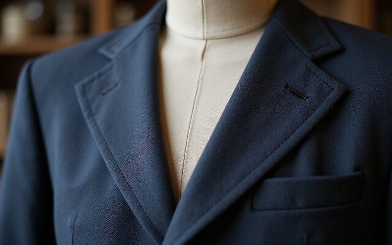 Full canvas suit construction showing chest piece and hand stitching